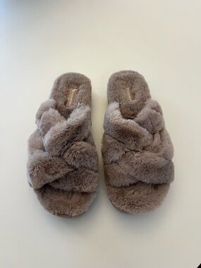Koolaburra by Ugg Faux Fur Slide Slippers - Taupe
